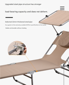 Tumbonas Plegables Personalizadas de Fábrica con Toldo Ajustable, Silla Reclinable Portátil de Alta Resistencia para Playa, Patio y Exteriores - Product Image 5