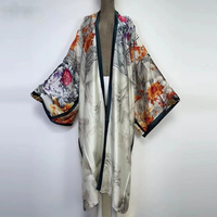 Burkini floral personnalisé en gros, Kaftan, Maillot de bain musulman pour femme, Kimono ouvert sur le devant, Cardigan ample, Cache-maillot de plage pour bikini OEM ODM