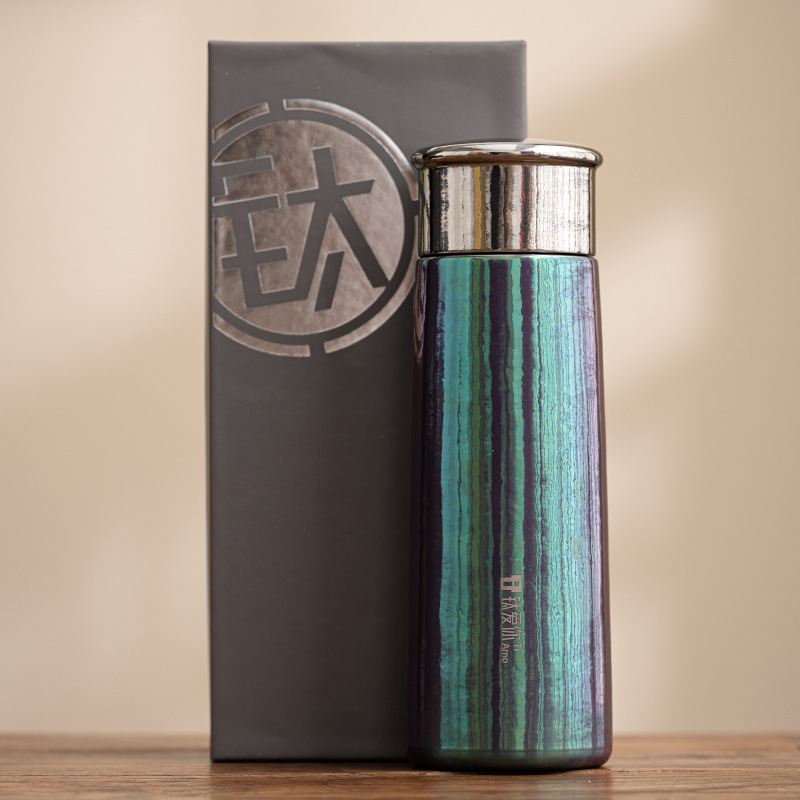 Pure titanium insulated cup - titanium green