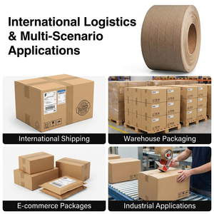 Sustainable Heavy-Duty Carton Sealing Tape, Reinforced Water-Activated Kraft Paper Tape for Warehouse Shipping, Secure <b>Packaging</b> - Product Image 5