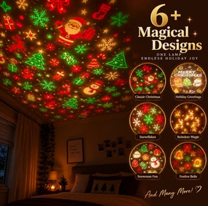 Christmas LED <b>Projector</b> Light 6+ Patterns Santa Snowflake Xmas Projection <b>Lamp</b> Indoor Holiday Party Decor Night Light - Product Image 2