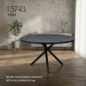Mesa de Comedor Redonda Moderna con Tablero de Piedra Sinterizada de 36 mm de Grosor y Base de Aluminio Estable para Hogar y Restaurante - Product Image 3