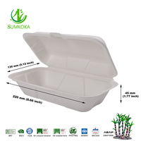 Boîtes à emporter en bagasse SUMKOKA pour la restauration rapide, boîte à lunch à clapet, conteneur jetable écologique biodégradable 9*5 pouces