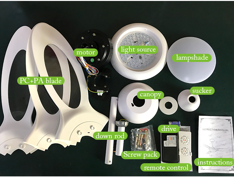 Breezelux Wholesale Factory Price 44 INCH Modern Flush Mounted Remote Control LED Ceiling Fan