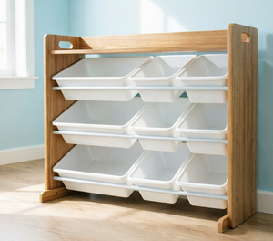 Organisateur de rangement pour jouets avec 9 bacs amovibles pour la salle de jeux des enfants, 3 niveaux avec étagère supérieure pour l'<span class=keywords><strong>organisation</strong></span> des jouets des tout-petits - Product Image 1