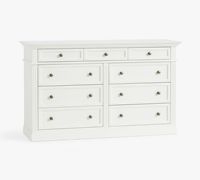 Commode large moderne en chêne massif à 9 tiroirs avec rangement, design modulaire pour usage hôtelier