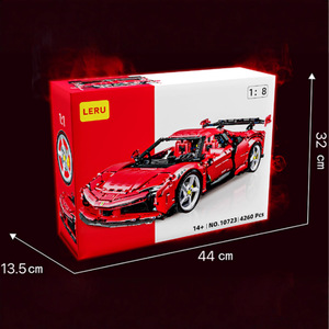 Leru 1:8 SF90 Sports Car <b>Building</b> Blocks 10723 Red Educational Assembly <b>Model</b> for Teens Unisex - Product Image 3