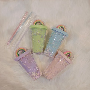 Gobelets en plastique à double paroi avec paille, motif <span class=keywords><strong>Mickey</strong></span> et <span class=keywords><strong>Minnie</strong></span> Mouse, avec nœud, 350 ml, 450 ml, 650 ml - Product Image 1