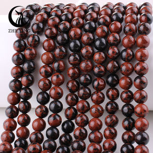 Zhe Ying 6/8/10mm perles d'obsidienne en acajou Bracelet jaune perles de pierre naturelle pour la fabrication de bijoux perles d'obsidienne en acajou naturel - Product Image 3