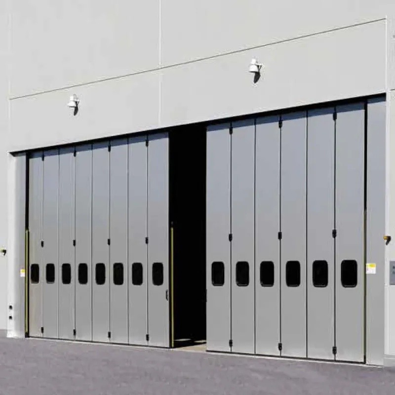 Isolamento térmico automático industrial porta dobrável pendurada grande porta deslizante de cordão