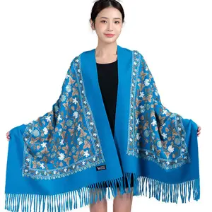 Depth Chinese embroidered acrylic imitation cashmere scarf women's autumn and winter qipao air-conditioned shawl