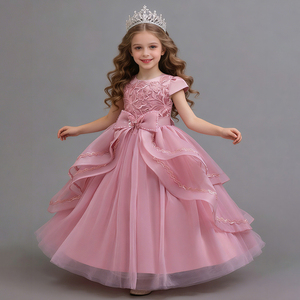 Robe de princesse longue en maille à ourlet irrégulier pour grandes filles, idéale pour récital de piano et fête de Noël - Vente en gros usine - Product Image 1