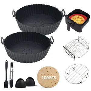 2 Pack Food Safe Herbruikbare Bakplaat Lucht Friteuse Oven Accessoires Siliconen Mand Liners Lucht Friteuse Pot Voor 3-5 Qt Airfryer