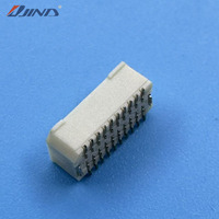 موصل لوحة دوائر مطبوعة SMT ثنائي الصف JINDA 1.0T-1-LT-2*10A بخطوة 1.0 مم و20 دبوس، طرف توصيل من البرونز الفوسفوري مطلي بالذهب للتركيب السطحي