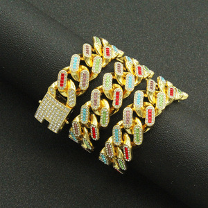 Collar Geométrico Colorido Clásico de Hiphop, Cadena Chapada en Oro y Plata, Collares de Aleación para Hombre, Joyería de Moda al por Mayor - Product Image 3