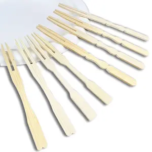 Bamboo Products Disposable Dessert Fruit Snack Cake Fork Tableware for Family 9cm 100 Pieces of Packaged Bulk Restaurant 100 Pcs