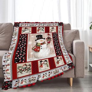 Couverture en flanelle à carreaux flocons de neige, couverture de sieste réversible, douillette et chaude pour lit, canapé, fauteuil, impression personnalisée OEM ODM - Product Image 1