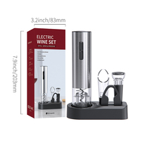 Offre Usine Kit Tire-bouchon USB 4-en-1 Rechargeable Électrique, Coffret Cadeau Ouvre-Bouteille de Vin avec Aérateur, Coupe-Capsule et Bouchons