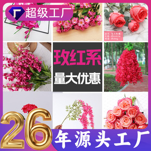 Bouquet de fleurs artificielles rose rouge Xinchengzhi, décoration de mariage en plastique - Product Image 5