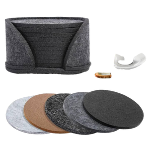 Sets de dessous-de-plat ronds modernes en feutre écologique de 3 mm avec logo personnalisé imprimé pour tables à manger - Product Image 4