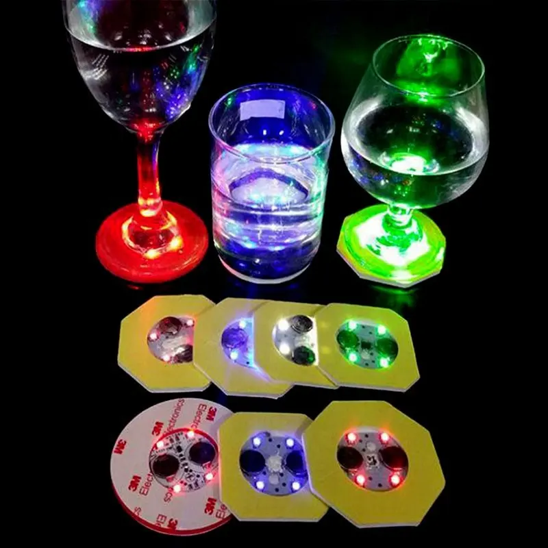 LED Flashing Coaster With Battery Night Club Multi Color Waterproof Flashing