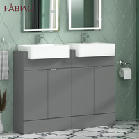 Meuble-lavabo de salle de bain moderne sur pied de 60 cm, plusieurs couleurs, 2 portes avec lavabo semi-encastré