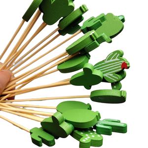 Grosir gigi bambu berbentuk kaktus untuk dekorasi makanan pesta tusuk sate bambu - Product Image 1