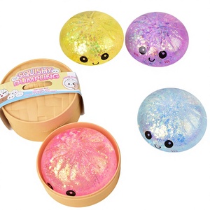 Juguete Antiestrés de TPR Ecológico con Purpurina y Cara Feliz, Tipo Dumpling/Bollo, para Niños, Regalo Promocional 2026 - Product Image 1