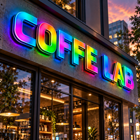 Lettres lumineuses LED multicolores RGB, lettres en acrylique 3D lumineuses pour salle de jeux, bar d'e-sport, café, décoration murale