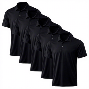 Men's Solid Color Short Sleeve Polo <b>Shirt</b> Quick Dry Knitted Polyester Casual Golf Wear <b>Collared</b> <b>T</b>-<b>Shirt</b> - Product Image 3
