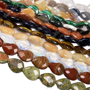 Perles de pierres précieuses facettées en forme de goutte d'eau : Agate, Quartz, Malachite, Unakite, Jaspe, Opalite, Goldstone, Gouttes d'eau, 19CM pour la fabrication de bijoux - Product Image 1