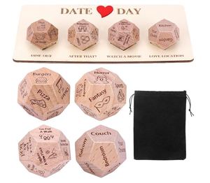 Personalized of 4 <b>Set</b> Romantic Wooden Cubic for Couples Wedding Valentine's Day Date Night <b>Dice</b> - Product Image 1