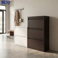 Meuble à chaussures autoportant en métal de style nordique avec 2 ou 3 tiroirs basculants, organisateur de chaussures pour entrée, couloir, salon
