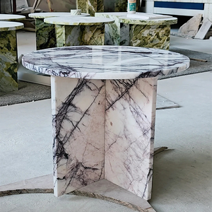 HRST Stone Morden Style <strong>Table</strong> <strong>Small</strong> <strong>White</strong> Purple Marble Coffee <strong>Table</strong> Custom Side <strong>Table</strong> with Living Room - Product Image 1