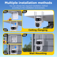 SECTEC Caméra Solaire 4G GSM HD 3 Objectifs Double Écran, Zoom 15X PTZ Rotative IP65 Extérieure, Détection Humaine, Caméra IP CCTV