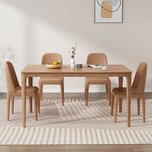 Contemporary Rectangular Wooden <strong>Dining</strong> Set Featuring Natural Grain Finish 6 Seater for Living Room and <strong>Dining</strong> <strong>Area</strong> - Product Image 3