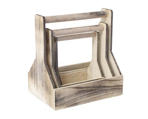 Cesta de Almacenamiento con Diseño de Madera Tallada a Mano, Económica, para Macetas - Product Image 1