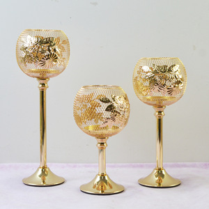 Đám cưới Bảng centerpieces vàng kim loại dây kim loại thiết kế Hollow ra Candle Holders - Product Image 1