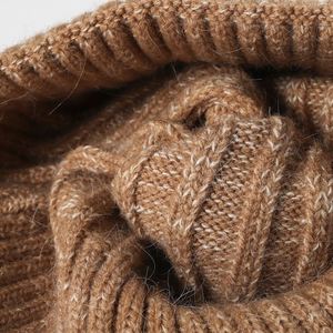 Hiver Nouveau Bonnet épais en fourrure de lapin pour femmes Bonnet en laine tricoté - Product Image 4