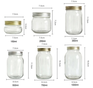 250 мл 500 мл 750 мл 1000 мл пустая пищевая консервная стеклянная банка с крышками, оптом, 16 унций - Product Image 6