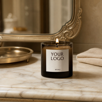 Bougies d'aromathérapie personnalisées de luxe en verre noir 10 oz avec couvercles et emballages, fabriquées en usine, parfumées aux huiles essentielles naturelles
