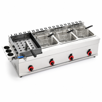 DanFuQi Friteuse à gaz professionnelle en acier inoxydable, triple, robuste, à pression unique, pour poulet, avec réduction du bruit, facile à utiliser