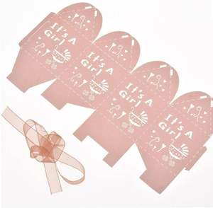 50 pièces découpées au Laser bébé filles douche fête boîte à bonbons c'est une fille cadeau boîte à bonbons baptême faveur boîtes sac d'emballage creux - Product Image 6