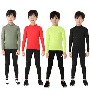 Di alta qualità per bambini e bambini due pezzi collant vestito camicia e pantaloni a compressione tuta sportiva Fitness tuta