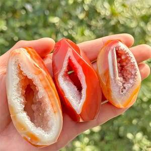 Tinh thần hang động tinh thể thủ công mỹ nghệ trứng hình tự nhiên màu đỏ Carnelian geode cụm Đối với trang trí nội thất, đồ trang sức làm & phụ kiện - Product Image 6