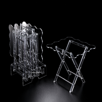 Ensemble de tables à thé pliantes modernes et élégantes de qualité supérieure, 4 pièces, plateau pliant en acrylique transparent avec bordure dorée