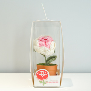 Rose en crochet de fleurs séchées créative, <span class=keywords><strong>plante</strong></span> en pot, fleur artificielle tricotée à la main, décoration de bureau, cadeau pour la fête des enseignants - Product Image 5