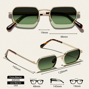 TFBメタル長方形フレームメンズファッション高級ホットニューサングラスUV400レトロヴィンテージ高級クール高品質サングラス - Product Image 4