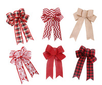 Çeşitli Çuval Bezi Keten Noel Fiyonkları Önceden Bağlanmış Noel Ağacı Süsü DIY Aksesuarı Hediye Paketleme ve Noel Dekorasyonu için
