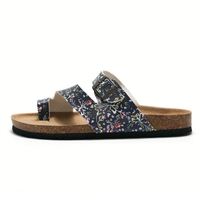 2025 petites pantoufles en liège floral pour les étudiantes chaussures de plage pantoufles de pin d'eau décontractées trois boutons